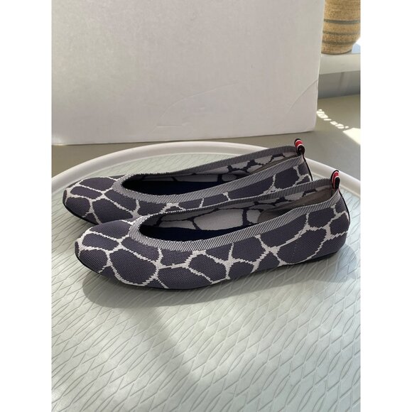 Nodo Knit Flats Giraffe Print Ballet Flats Shoes SlipOn Womens Size 8 Blue Gray - Picture 3 of 6